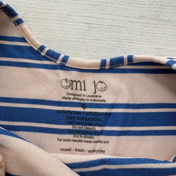 Omi Jo Blue and Cream Striped Dress - Picture 3 of 4